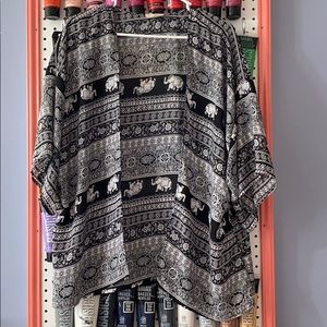 Black & white elephant kimono cardigan